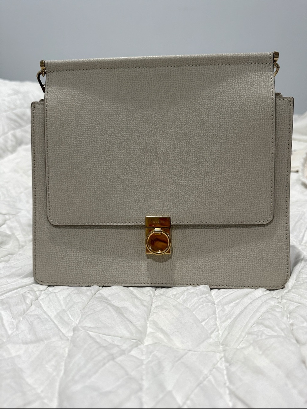 Polene Numero Sept Textured Leather in Chalk